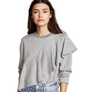 DIANE VON FURSTENBERG Ruffle-trimmed Jersey Sweatshirt In Light Grey